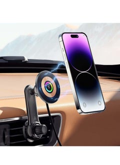 Car Mount Charger for MagSafe, 360° Adjustable Magnetic Wireless Car Charger with RGB Light, Air Vent Magnetic Phone Holder Charger for iPhone 14 13 12 Series (with Car Adapter)