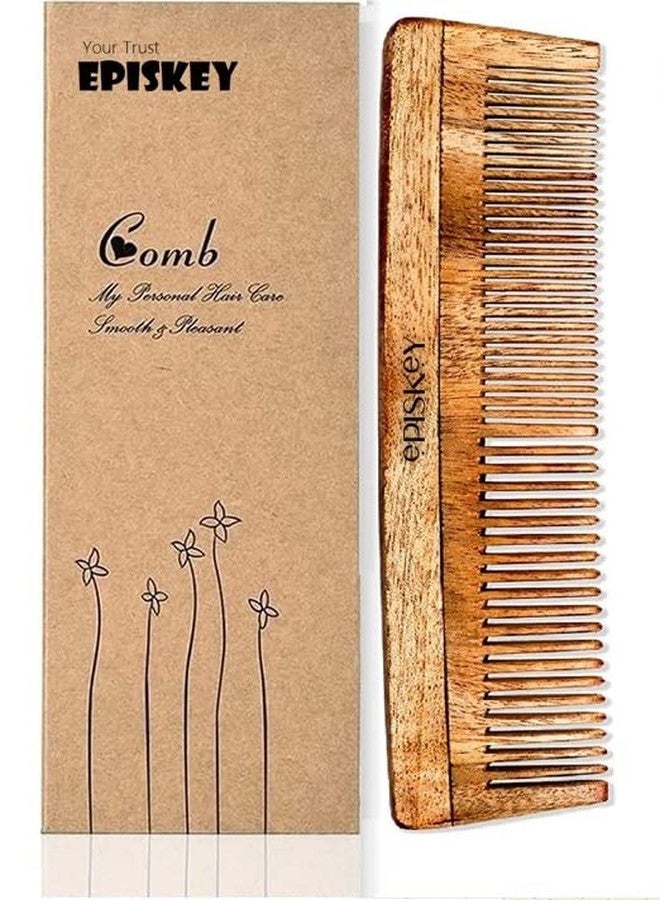 Episkey Neem Wood Comb For Hair | Hair Comb For Hair Straightening and hair Growth| Kachi Neem Wood Comb For Hairfall, Dandruff, Frizz Control| Unisex use (NEEM COMB DUAL TOOTH) - Image 1