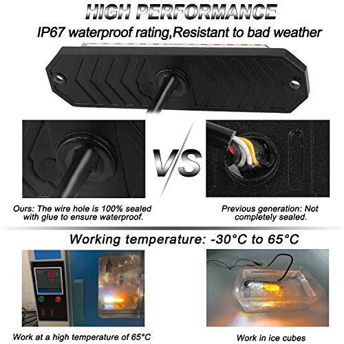 ASPL 8pcs Sync Feature Ultra Slim 12-LED Surface Mount Flashing Strobe Lights for Truck Car Vehicle LED Mini Grille Light Head Emergency Beacon Hazard Warning lights (Amber/White) - Image 3