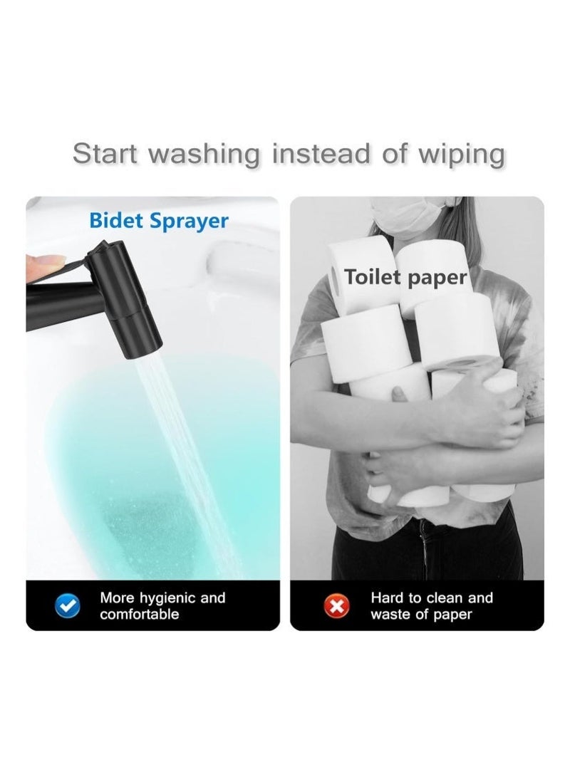 Hirospace Bidet Shattaf Set, Handheld Adjustable Bidet Sprayer for Toilet, Standard Muslim Shower Set, with Bathroom Bidet Spray Shattaf Hose - Image 2