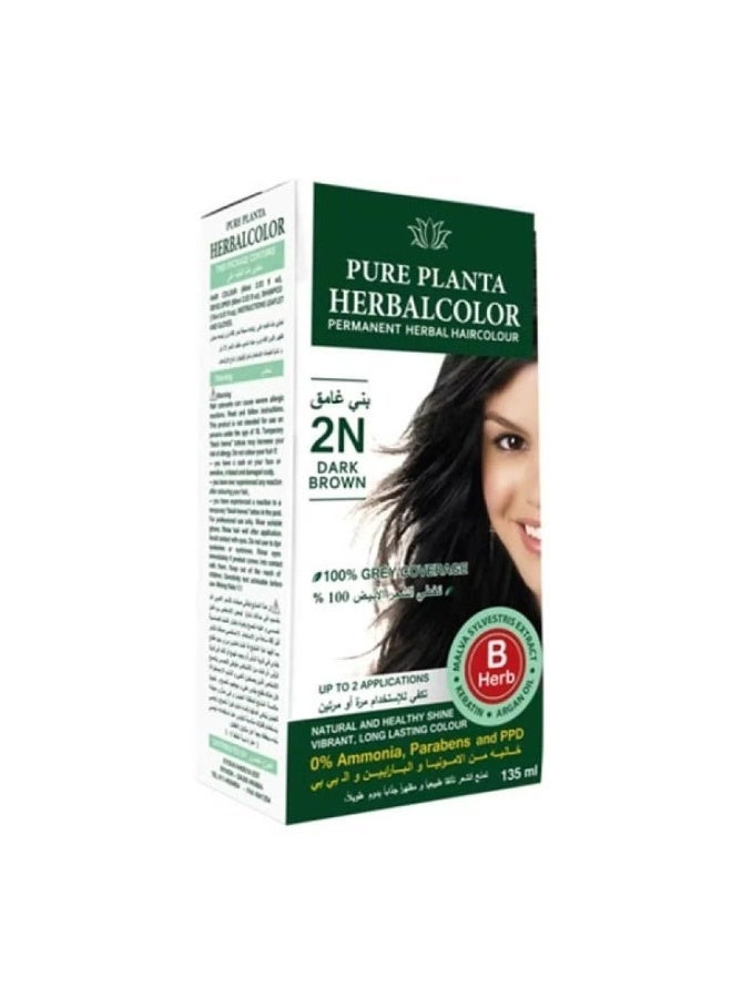 بيور بلانتا صبغة شعر عشبية دائمة 2N بني داكن 135 مل - Image 1