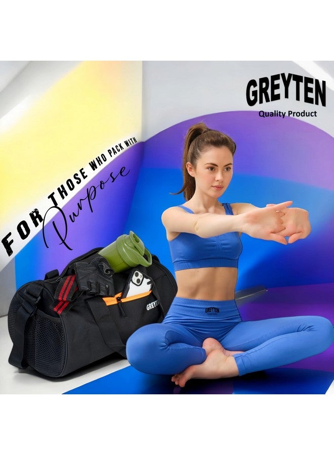 GREYTEN حقيبة جيم GREYTEN للرجال والنساء مع جيب للأحذية، حقيبة دوفل للرياضة، حقيبة جيم دوفل، حقيبة رياضية من البوليستر/حقيبة كتف للتنس، الرقص، الجولف، كرة القدم، كروس فيت والسباحة (أسود) - Image 3