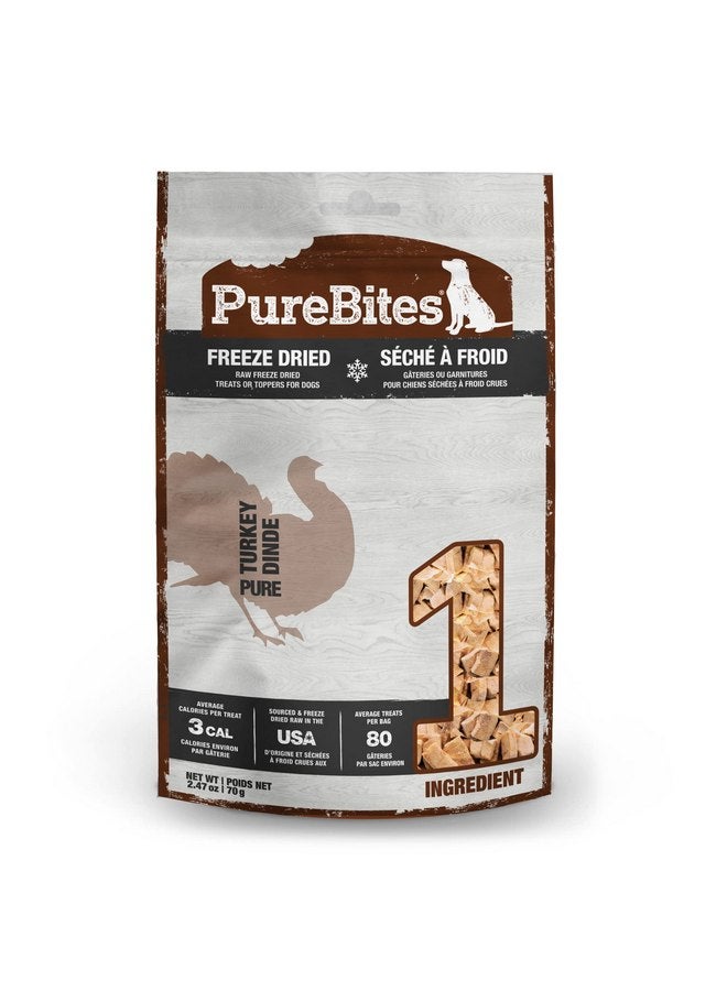 PureBites Turkey Freeze Dried Dog Treats, 1 Ingredient, Made in USA, 2.47oz - Image 1