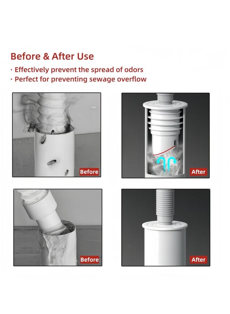 Arabest Sewer Pipe Seal Ring Sealing Cover,Preventer Silicone Odor Proof Drainage Trap,Suitable for Bathroom Bathtub Kitchen Cleaning Tools  - Image 3