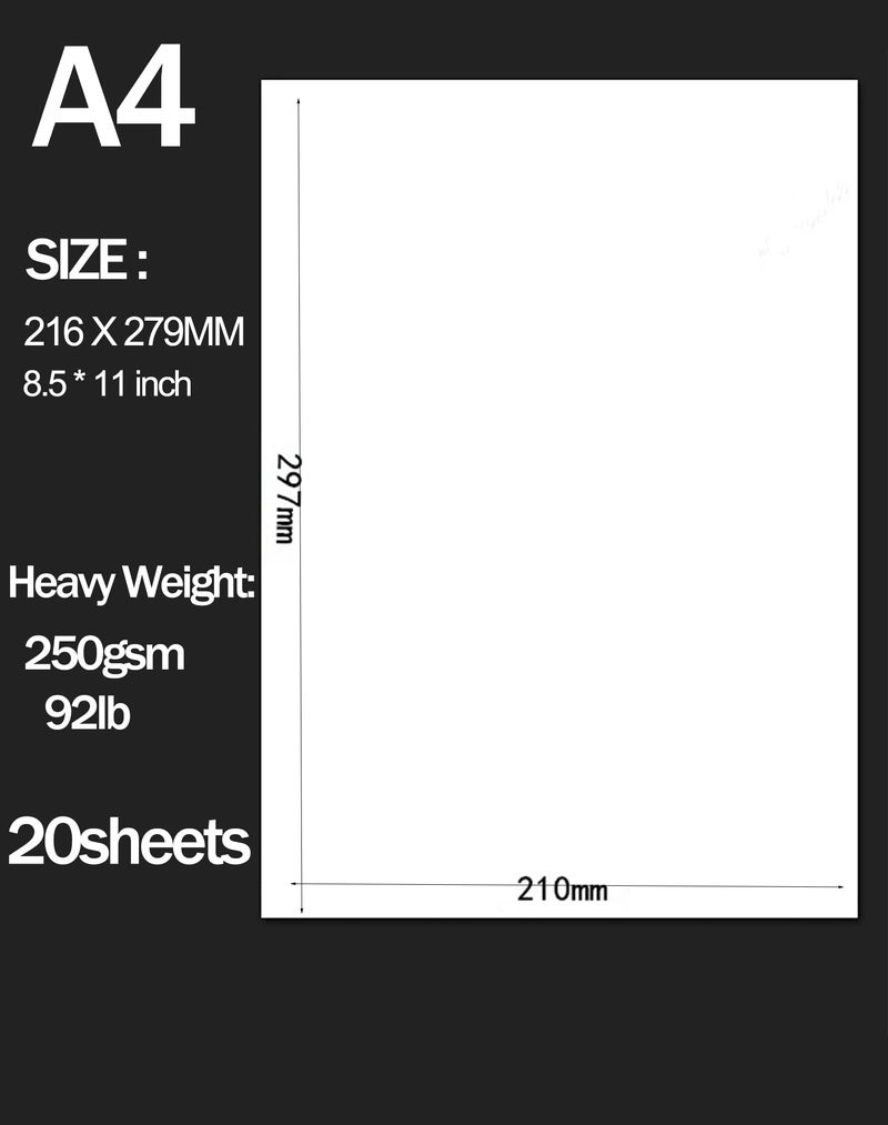 YVMVDV 20 Sheets White Cardstock 8.5 x 11in, 250gsm/92lb Cardstock Paper for DIY Arts and Cards Making, Heavy White Craft Paper for Invitations, Stationary Printing,Scrapbook Supplies - Image 3