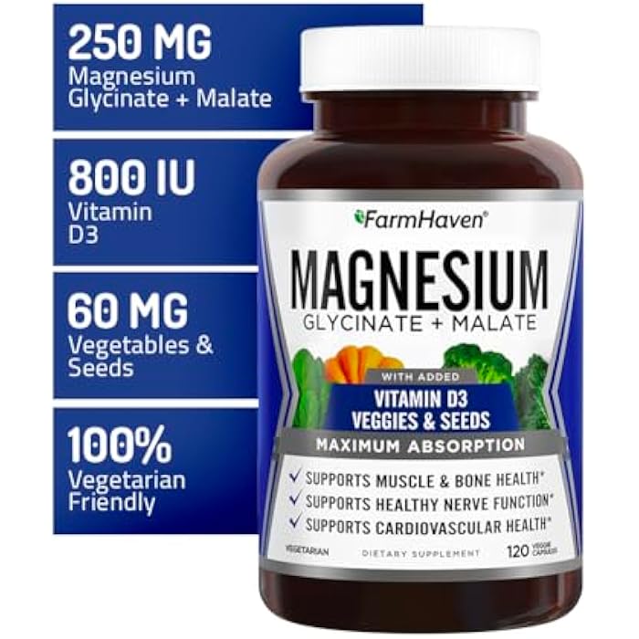 FarmHaven Magnesium Glycinate & Malate Complex w/Vitamin D3, 100% Chelated for Max Absorption, Vegan – Bone Health, Nerves, Muscles, 600 Capsules, 300 Days - Image 3