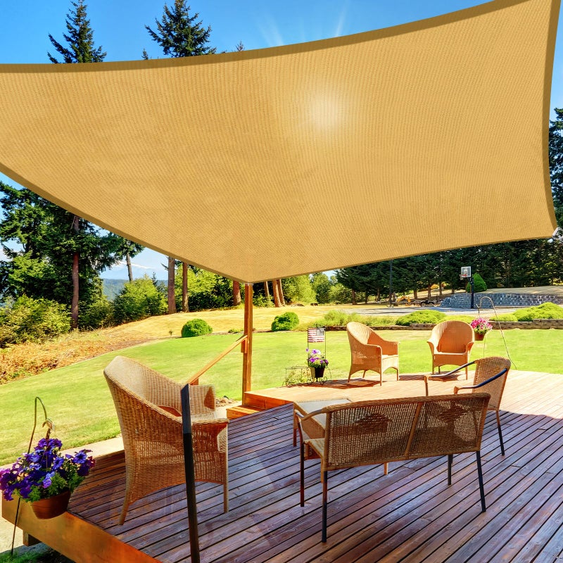 HappyTrends Sun Shade Sail,10'x 13' Heavy Duty UV Protection Beach Shade Canopy Wind Sail,Tear and Rust Resistant Patio sail Shade for Yard Deck Lawn Garden Rectangle Sunshade(Sand) - Image 1