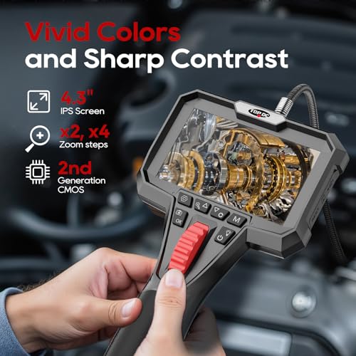 TOPDC Two-Way Articulating Borescope Camera with Light, Industrial Endoscope with 0.24in Articulating Snake Camera, 1920P HD Video Inspection Scope for Automotive & Aircraft Mechanics, 6.5ft - Image 3