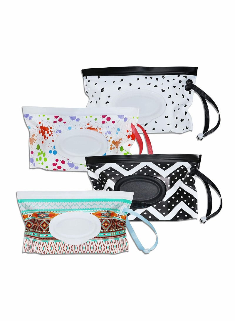 Baby Wipe Dispenser, Reusable Wipe Holder Wipes Pouch Container(4 Pack) - Image 1