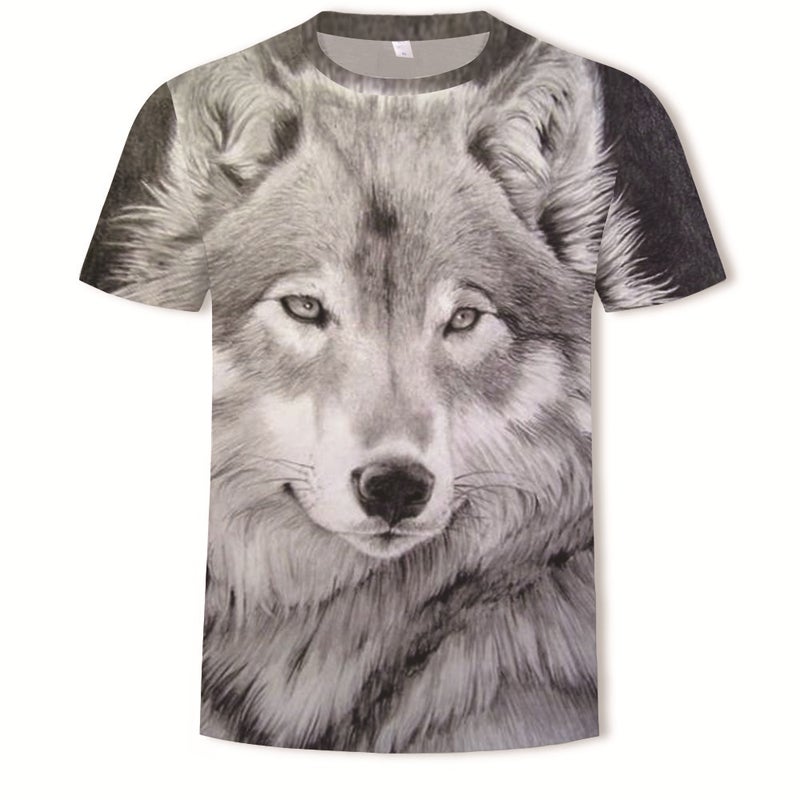2024 صيف انفجارات تريند ثعلب ذئب رجالي تي شيرت بطباعة رقمية ثلاثية الأبعاد بأكمام قصيرة - Image 2