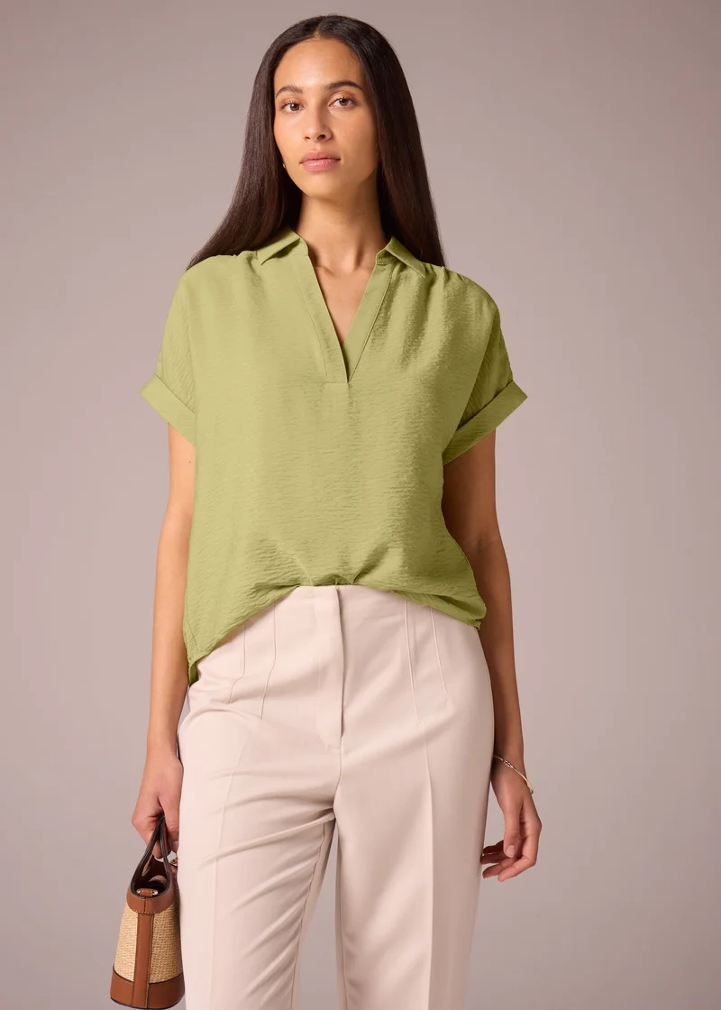 Matalan Et Vous Lime Green Airflow V-Neck Blouse