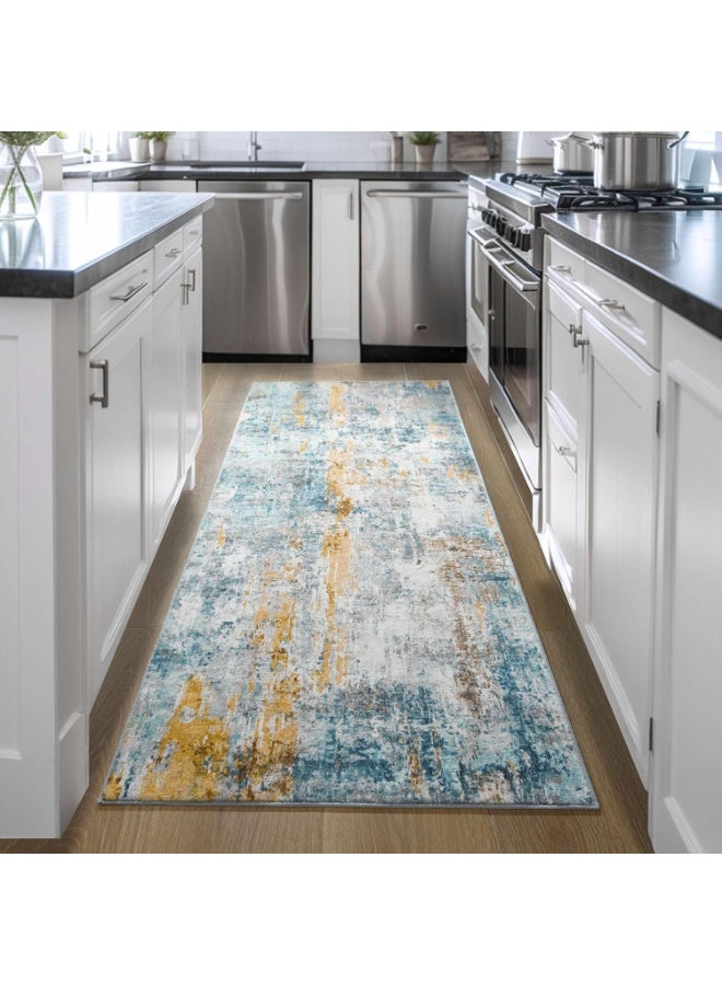 سجادة طويلة للممرات الداخلي  و الخارجي مستطيلة سمك 0.25 سم ضهر دوتس مانع الانزلاق سهلة التنظيف مثالية لغرفة المعيشة وغرفة الطعام والممرات غرف مشاية - Image 1