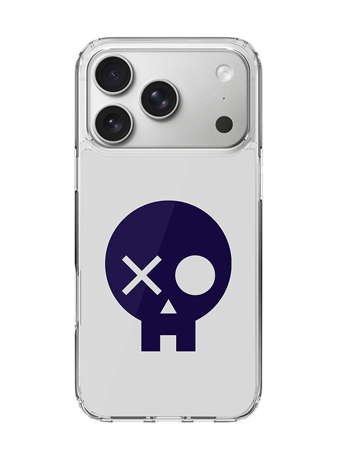 Stylizedd Classic Clear MagSafe Case for iPhone 17 Pro , Hybrid Soft Case Flexible Edges Anti Drop TPU PC Gel Thin Transparent Cover [ Designed for iPhone 17 Pro ] - Skull Patch - Image 1
