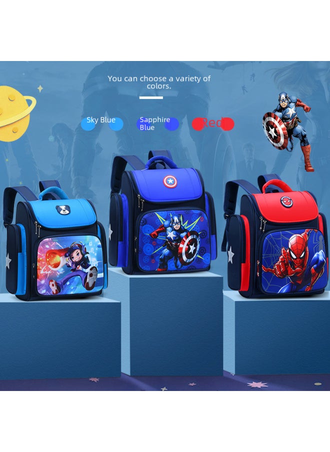 Generic - Kids School Backpack High Quality Leather Material Durable Double Strap Design Suitable For Primary School Students-Color:Space Spider Medium + Pencil Case - Image 1