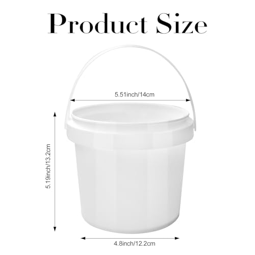 SENONAPO 13 Pack 1.5 Quart White Plastic Bucket with Handle and Lid Food Storage Containers Round Plastic Bucket Multifunctional Pail for Paint Water Crafts Garage Organization Supplies - Image 2