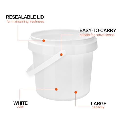 SENONAPO 13 Pack 1.5 Quart White Plastic Bucket with Handle and Lid Food Storage Containers Round Plastic Bucket Multifunctional Pail for Paint Water Crafts Garage Organization Supplies - Image 3