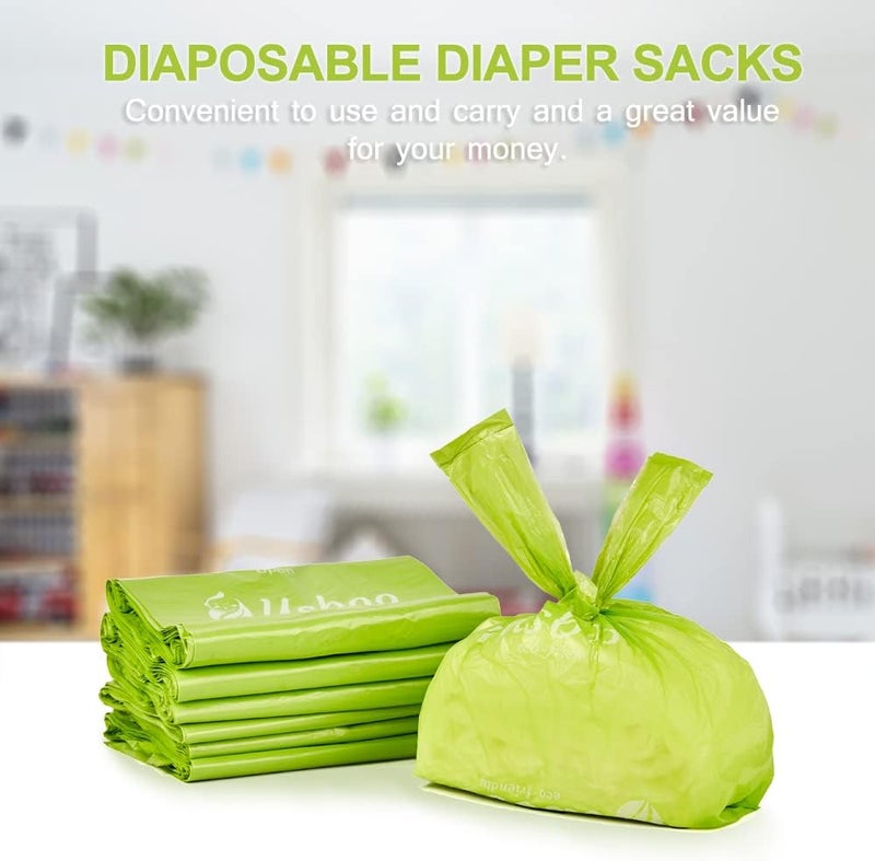 USBOO Baby Disposable Diaper Bags300 Count OxoBiodegradable Diaper SacksEasyTie HandlesDiaper Disposal or Pet Waste Bags Unscented - Image 2