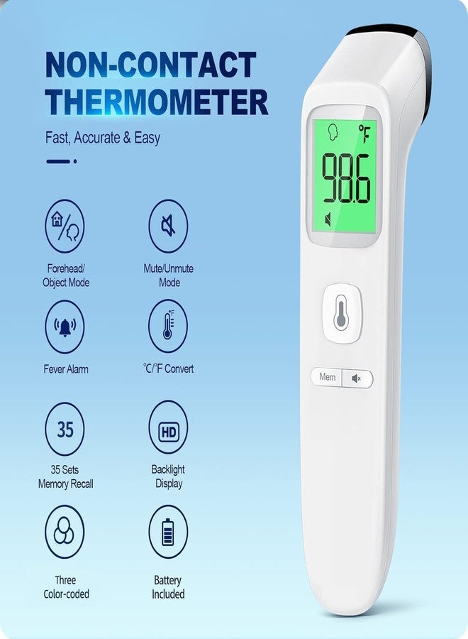 MCP FC-IR200 Digital Infrared Baby Thermometer - Forehead and Ear Thermometer with Fever Alarm and Memory Function - Ideal for Babies, Infants, Children, Adults, Indoor, and Outdoor Use Blue - Image 2