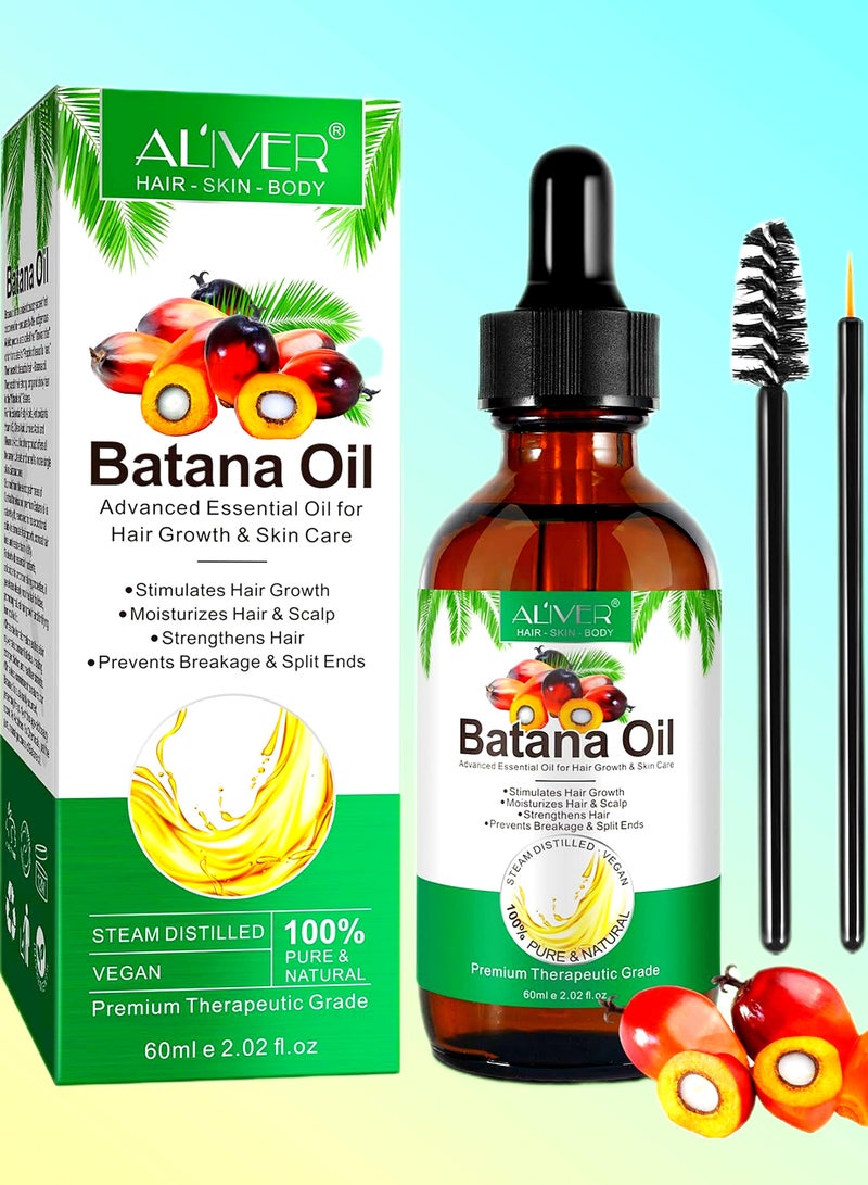 ALIVER Batana Oil ( 2 PACK )  for Hair Care Hair Conditioner Oil for Thin Hair Repair Damaged Hair Nourishes Thin Hair Scalp Skin and Loss Hair Growth Fit for All Hair Types Raw Batana Oil 60ml x 2 - Image 3