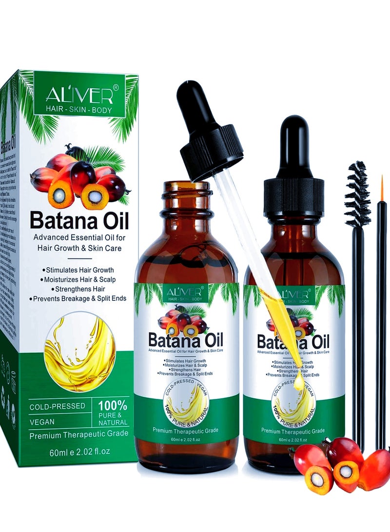 ALIVER Batana Oil ( 2 PACK )  for Hair Care Hair Conditioner Oil for Thin Hair Repair Damaged Hair Nourishes Thin Hair Scalp Skin and Loss Hair Growth Fit for All Hair Types Raw Batana Oil 60ml x 2 - Image 1