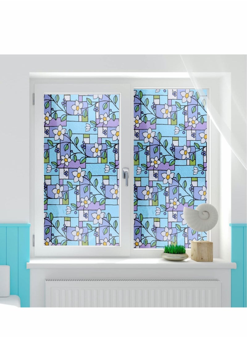 Excefore Privacy Window Films, Anti UV Rainbow Clings, Home Heat Control Stained Glass decorative Decals, No Glue Static Cling Film Removable for Room Décor, Bathroom, Kids, Bedroom  - Image 1