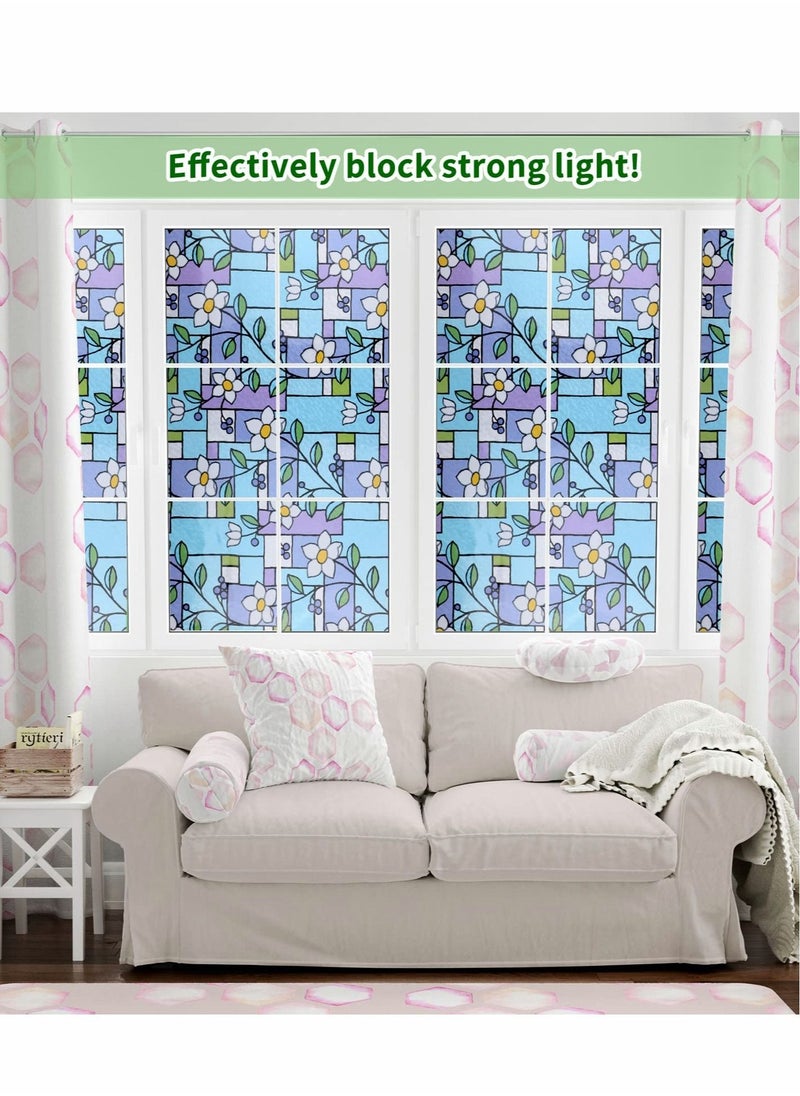Excefore Privacy Window Films, Anti UV Rainbow Clings, Home Heat Control Stained Glass decorative Decals, No Glue Static Cling Film Removable for Room Décor, Bathroom, Kids, Bedroom  - Image 4