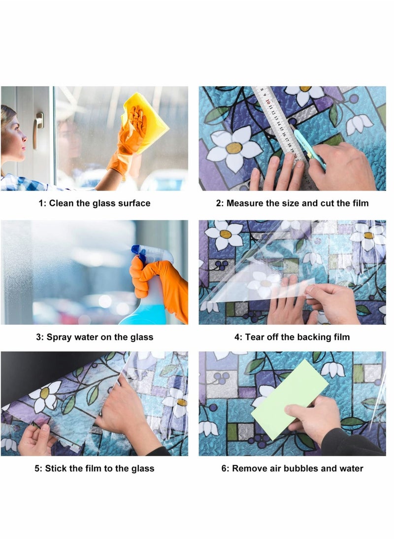 Excefore Privacy Window Films, Anti UV Rainbow Clings, Home Heat Control Stained Glass decorative Decals, No Glue Static Cling Film Removable for Room Décor, Bathroom, Kids, Bedroom  - Image 3