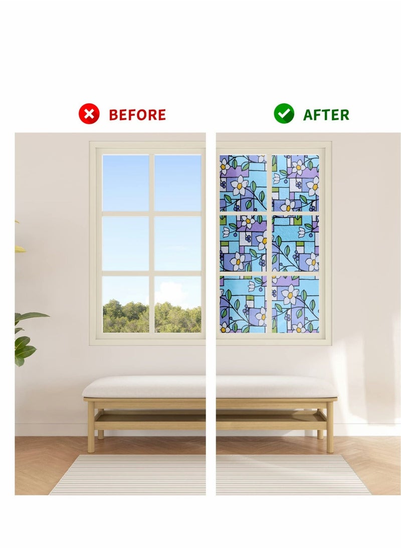 Excefore Privacy Window Films, Anti UV Rainbow Clings, Home Heat Control Stained Glass decorative Decals, No Glue Static Cling Film Removable for Room Décor, Bathroom, Kids, Bedroom  - Image 2