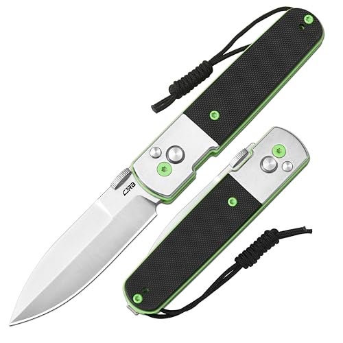 CJRB CUTLERY سكين CJRB لوكست EDC، شفرة فولاذية AR-RPM9 بطول 3.15 بوصة، سكين قابل للطي بمقبض من الفولاذ المغسول بالحجر و G10، قفل زر مع مفتاح أمان للرجال والنساء للتخييم والمشي (1951-SBK) - Image 1