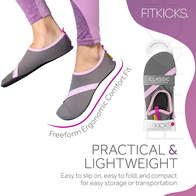 FITKICKS Original Women's Foldable Active Lifestyle Minimalist Footwear Barefoot Yoga Sporty Water Shoes - Dark Gray/Lavender, Medium - Image 4