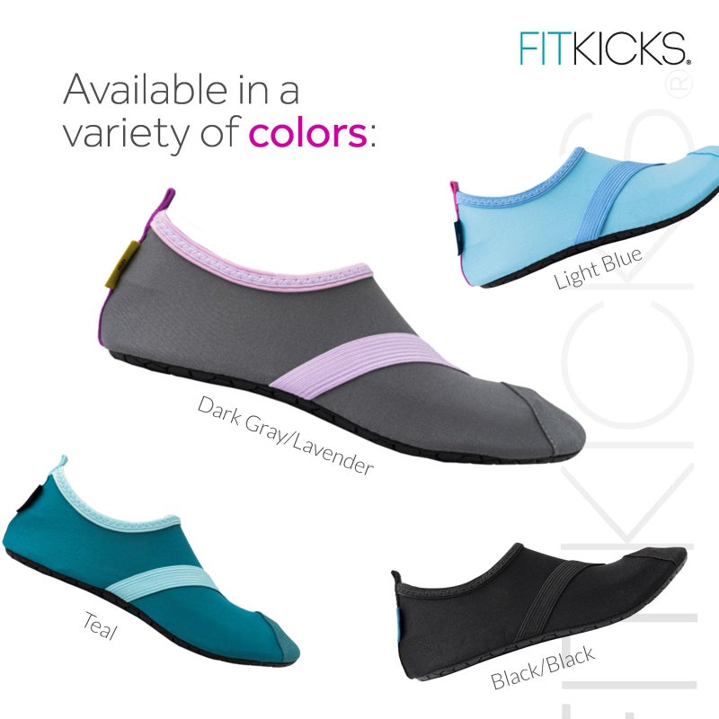 FITKICKS Original Women's Foldable Active Lifestyle Minimalist Footwear Barefoot Yoga Sporty Water Shoes - Dark Gray/Lavender, Medium - Image 3