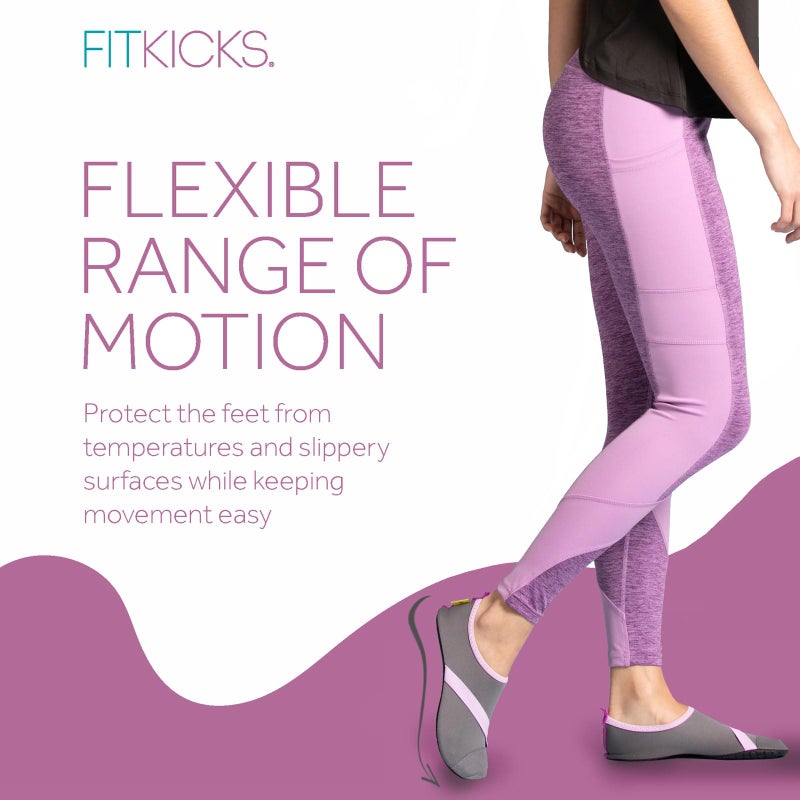 FITKICKS Original Women's Foldable Active Lifestyle Minimalist Footwear Barefoot Yoga Sporty Water Shoes - Dark Gray/Lavender, Medium - Image 5