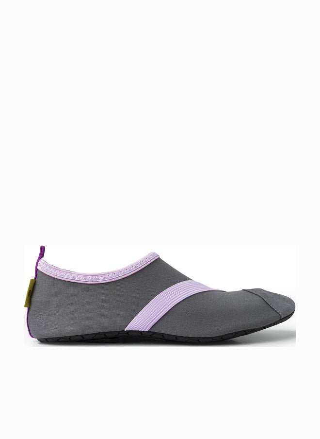 FITKICKS Original Women's Foldable Active Lifestyle Minimalist Footwear Barefoot Yoga Sporty Water Shoes - Dark Gray/Lavender, Medium - Image 1