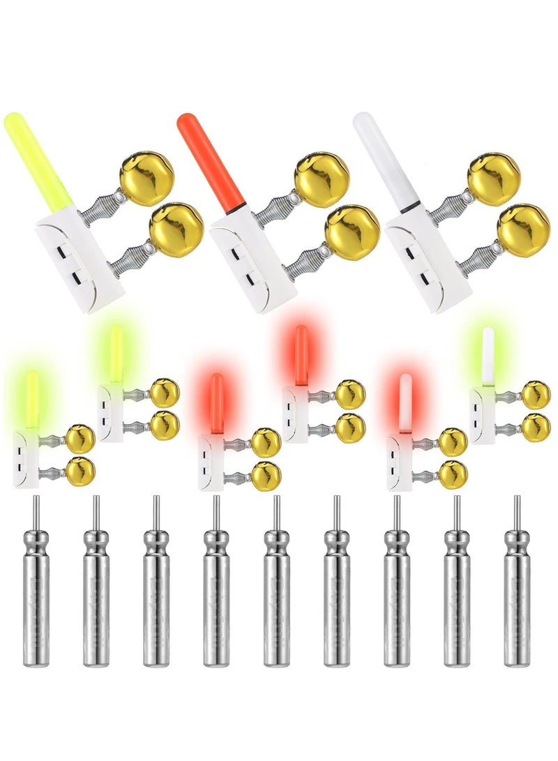 Y&D Fishing Glow Sticks with Alarm Bell,Night Alert Stick, LED Pole Light Night Strike Bite Rod Waterproof Luminous 9 Pcs 2.5 Inch - Image 1