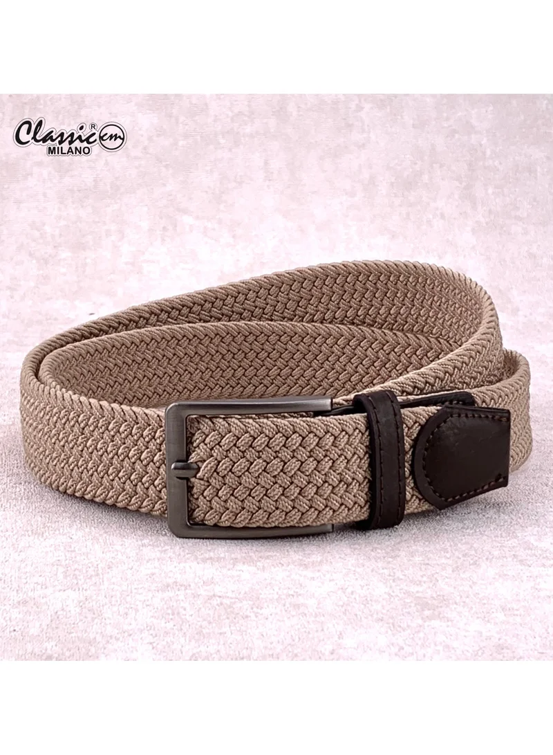 Classic Milano Braided Cotton Elastic Stretch Belt for Men & Women, Woven Canvas Web Belt with Gift Box, Adjustable Men's Belt | Full Length: 110CM (Free Size - Fits up to the waist of 40 Inches / 100 CM)
