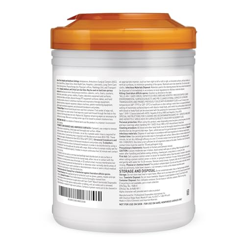 PDI Sani-Cloth Bleach Disposable Wipe, Hospital-Grade Surface Disinfecting Wipes for Healthcare and Bathroom, Large Wipe, 6" x 10.5", 75 Wipes per Canister - Image 2