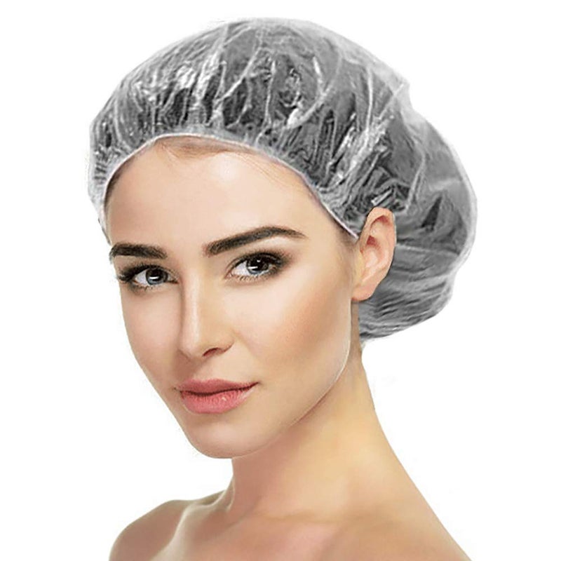 ONESWI 100PCS Disposable Shower Caps Clear Waterproof Plastic Shower Caps Elastic Thick Hair Caps for Women SpaHome UseHotel and Hair Salon - Image 1