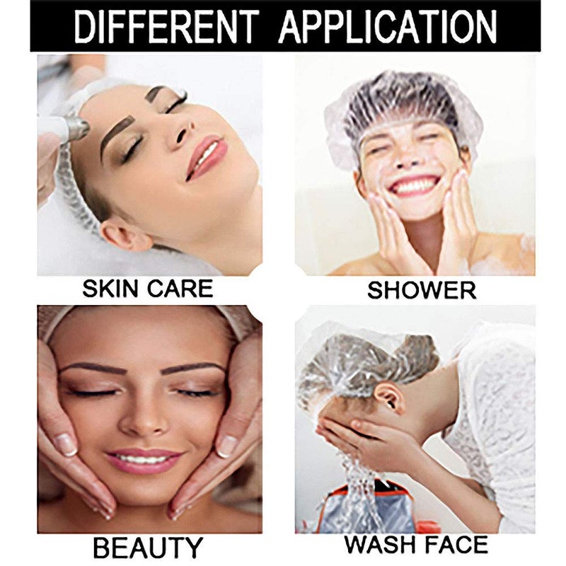 ONESWI 100PCS Disposable Shower Caps Clear Waterproof Plastic Shower Caps Elastic Thick Hair Caps for Women SpaHome UseHotel and Hair Salon - Image 2