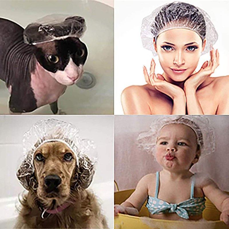 ONESWI 100PCS Disposable Shower Caps Clear Waterproof Plastic Shower Caps Elastic Thick Hair Caps for Women SpaHome UseHotel and Hair Salon - Image 5