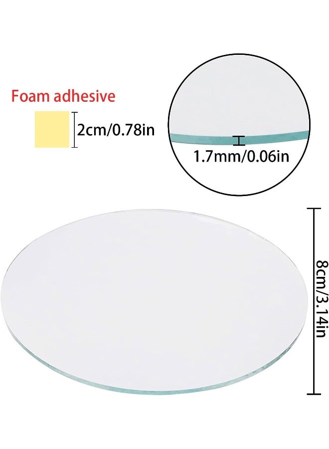 TPGP 20 قطعة مرآة صغيرة 8 سم ملصقات مرآة دائرية بلاط مرآة زجاجية مرآة لاصقة مرآة للحرف اليدوية ملصقات مرآة على الجدران بلاط مرآة موزاييك لصنع الحرف اليدوية وتزيين المنزل - Image 2