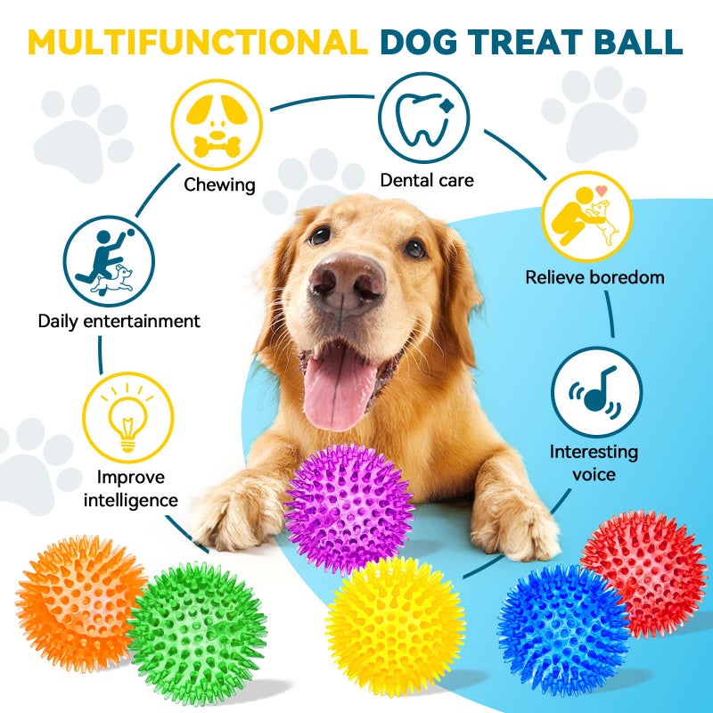 SHARLOVY 3.5â€ Large Dog Toys Ball, 6 Pack Squeaky oys, Durable for Aggressive Chewers, Spiky Ball for Clean Teeth and Training, Fetch Toys for Large Dogs, for Puppy Chew and Teething - Image 3