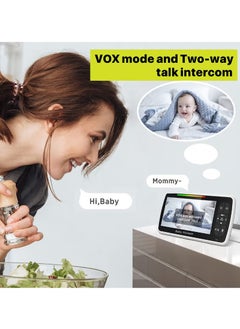DIDseth Baby Monitor with Camera and Audio, 5''Display with 3000mah Battery, Pan-Tilt-Zoom Video, Night Vision, 2-Way Talk, Temperature, Lullabies Playing and 960ft Range, Ideal for Gift  - Image 3