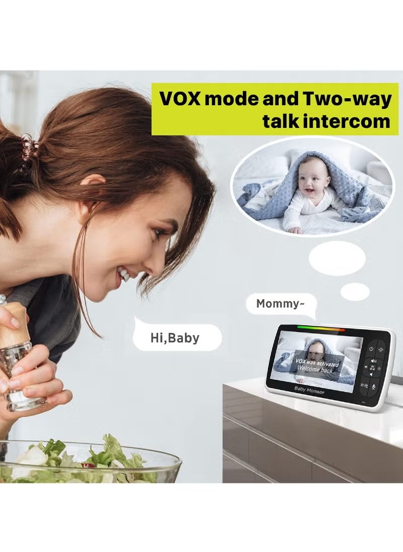 DIDseth - Baby Monitor with Camera and Audio, 5''Display with 3000mah Battery, Pan-Tilt-Zoom Video, Night Vision, 2-Way Talk, Temperature, Lullabies Playing and 960ft Range, Ideal for Gift - Image 1