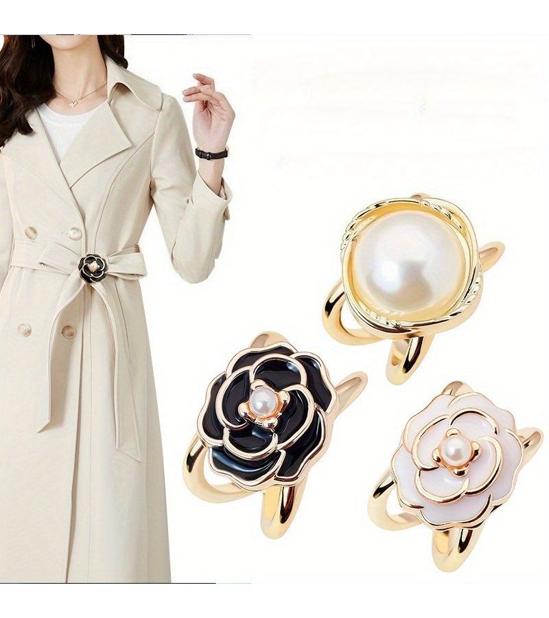 One Random Camellia Scarf Buckle Versatile Multi Functional Ring Design For Shawl - Image 1