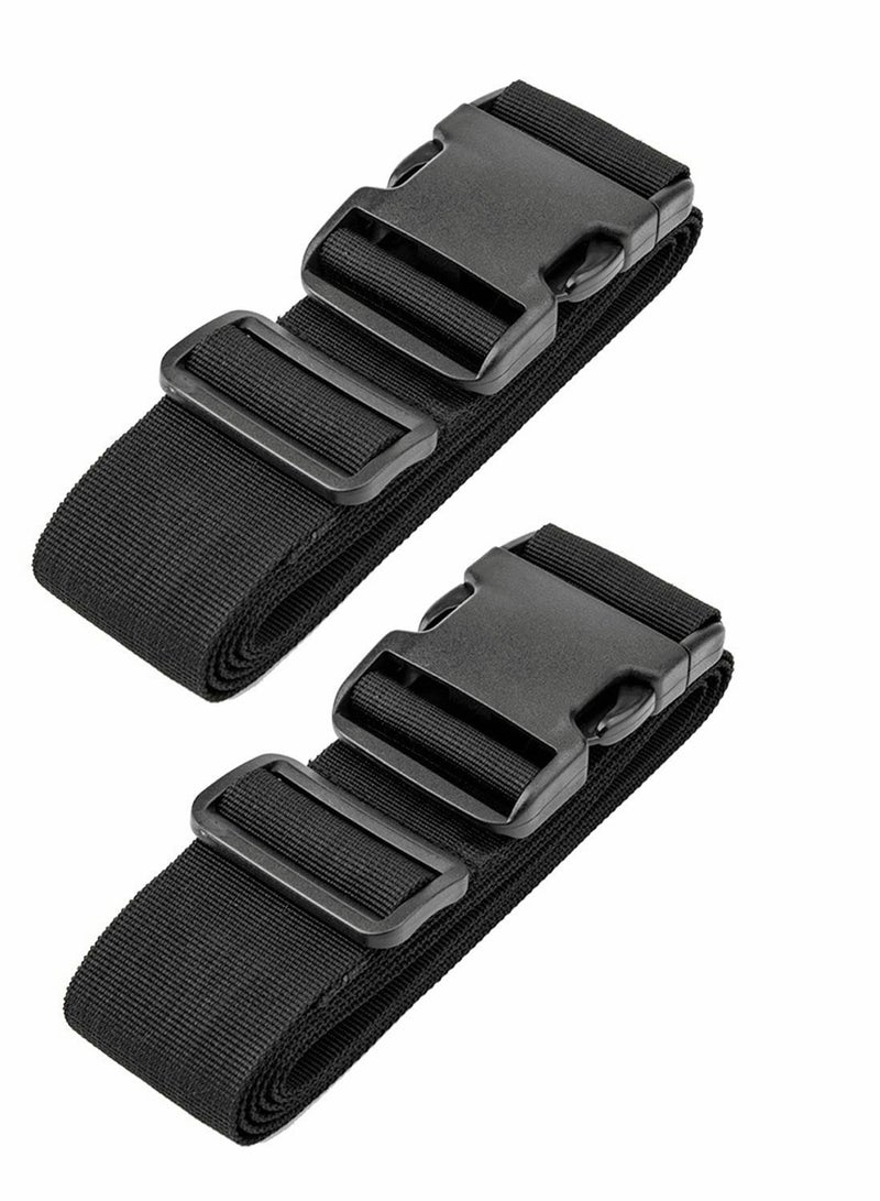 Durable Adjustable Luggage Straps for Secure Travel - 2 Pack Black Packing Belts for Suitcases - Image 1