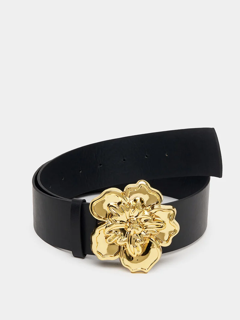 Styli Metal Floral Buckle Accent Belt