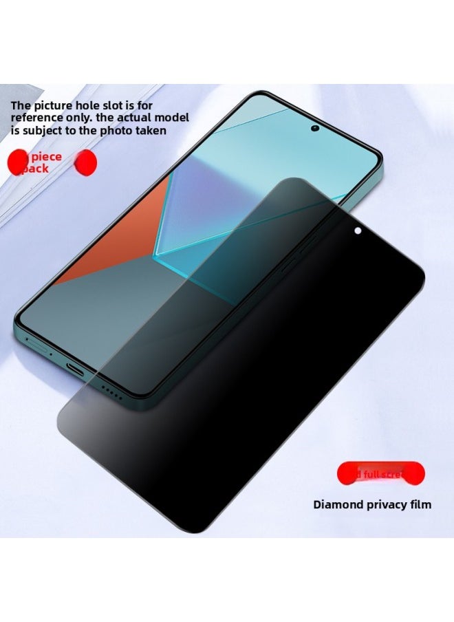 Generic For Millet Red Rice Note13pro Tempered Film Anti-peep Red Rice Note13 Full Screen Coverage Anti-peeping Mobile Phone-Colour:[9d Full Screen Diamond Privacy Film] 1 Piece-Size:Redmi Note 13  - Image 1