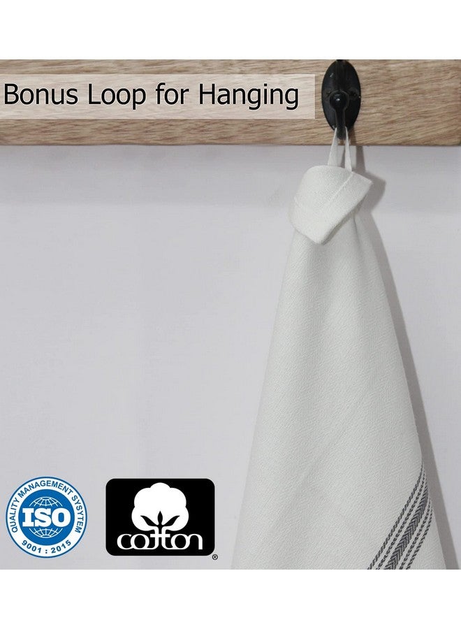 Cotton Craft - Scandia Stripe 12 Pack - Pure Cotton - Professional Commercial Restaurant Grade Kitchen Dish Tea Towel Cloth Napkins - Low Lint Sturdy Weave - Reusable - 16x28-30 Ounces - Charcoal - Image 3