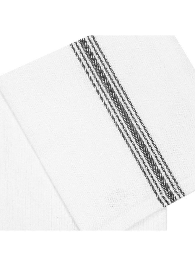 Cotton Craft - Scandia Stripe 12 Pack - Pure Cotton - Professional Commercial Restaurant Grade Kitchen Dish Tea Towel Cloth Napkins - Low Lint Sturdy Weave - Reusable - 16x28-30 Ounces - Charcoal - Image 2