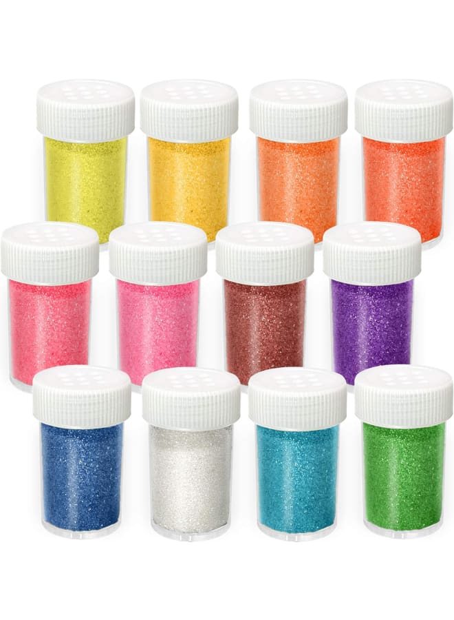 Extra Fine Glitter, 12 Colors Holographic Premium Multi Purpose Glitter Dust Powder for Resin, Tumblers, Makeup, Face, Hair, Body, Crafts Painting Arts, Nail Art DIY Decoration(10g /Jar) - Image 1